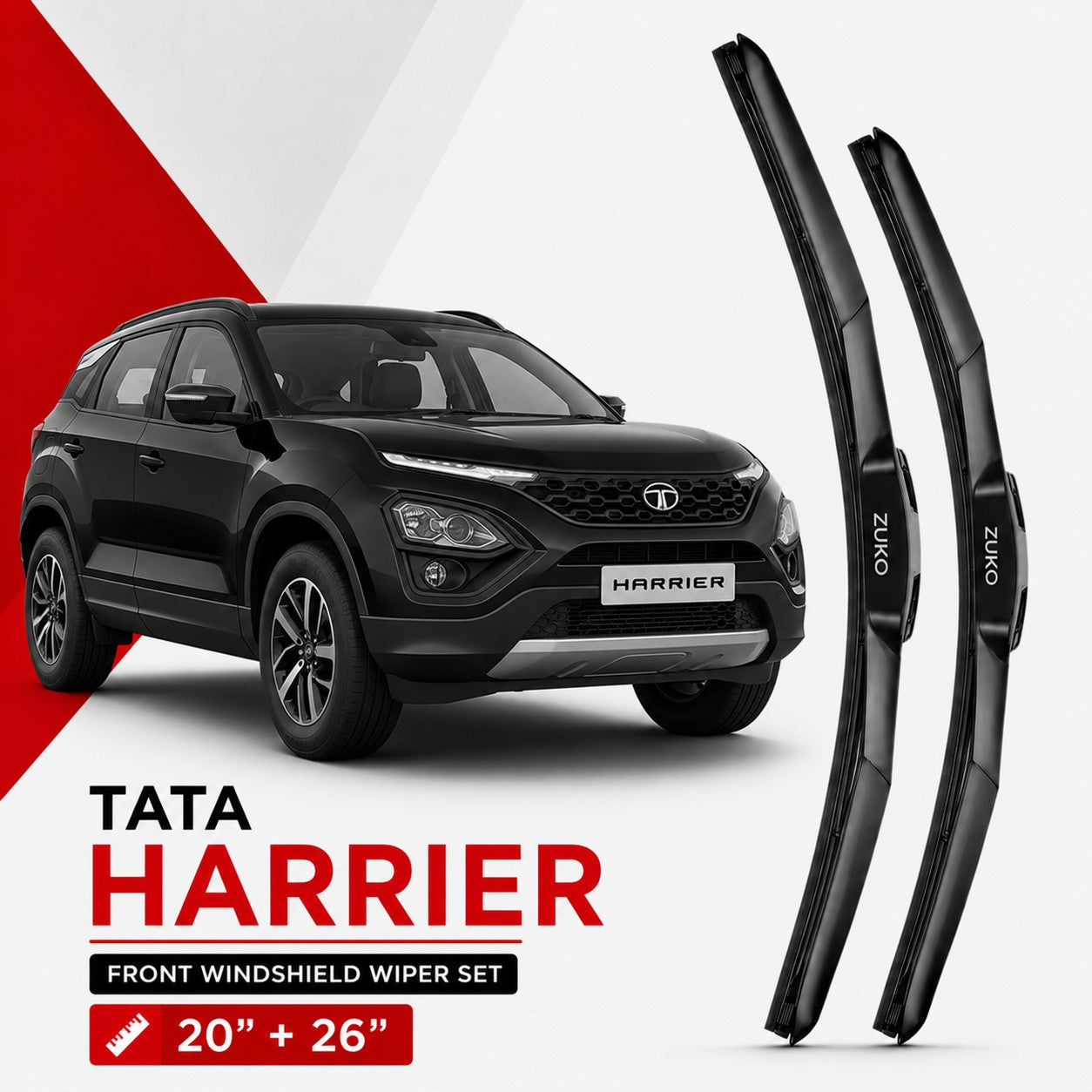 Zuko India Harrier TATA (2015-2026) Compatible Wiper Blades | Conventional, Hybrid & Frameless