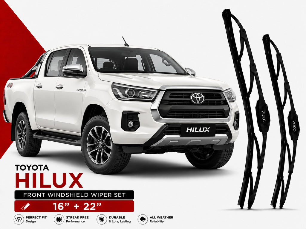 Zuko India Hilux TOYOTA (2015-2026) Compatible Wiper Blades | Conventional, Hybrid & Frameless