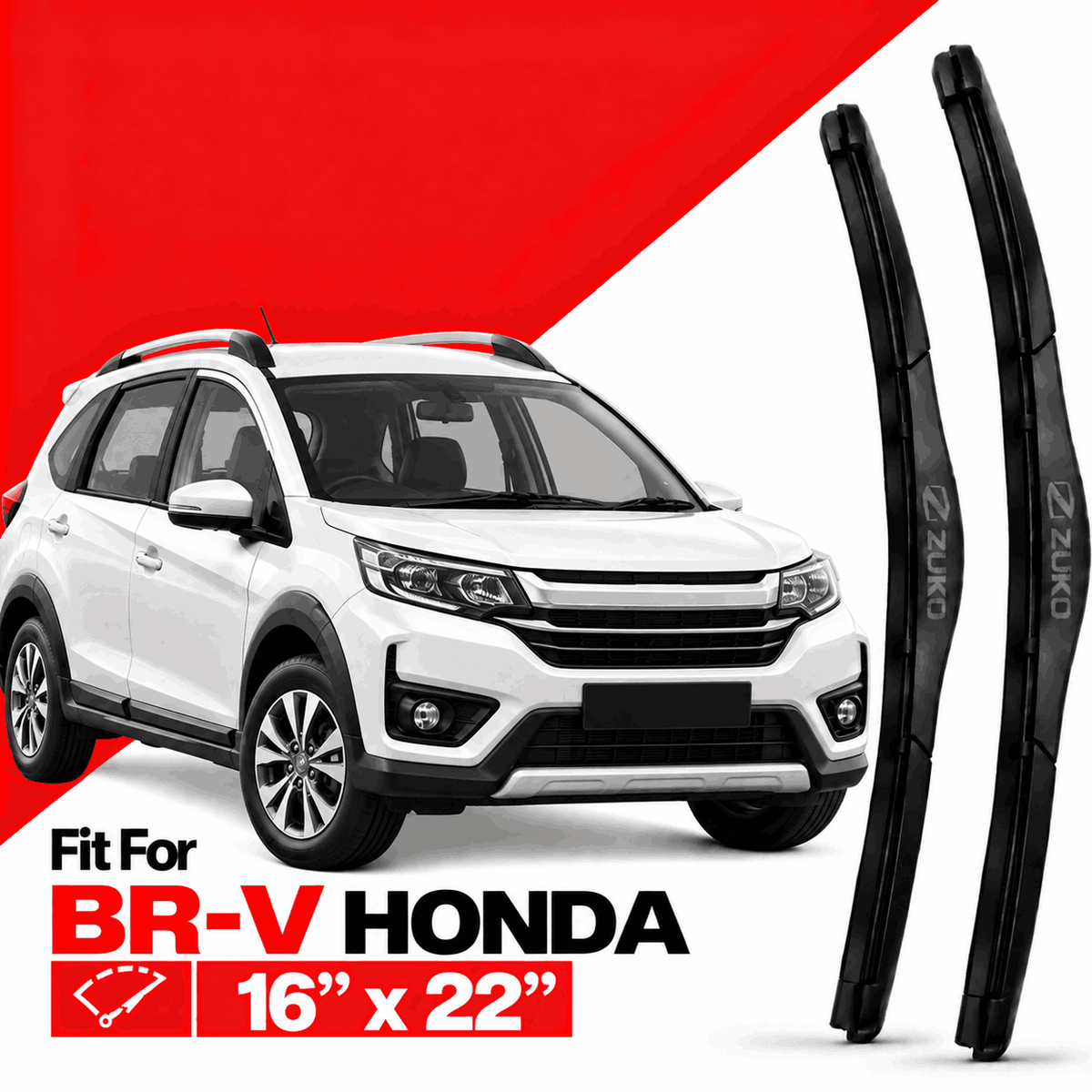 Zuko India BR-V HONDA (2016-2020) Compatible Wiper Blades | Conventional, Hybrid & Frameless