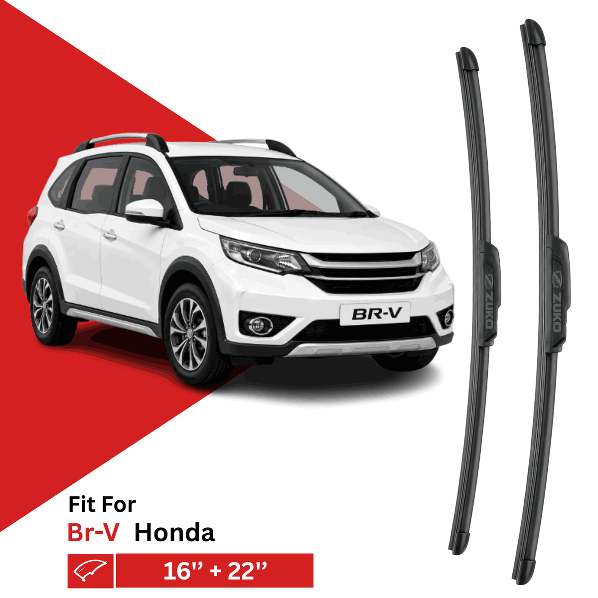 Zuko India BR-V HONDA (2016-2020) Compatible Wiper Blades | Conventional, Hybrid & Frameless