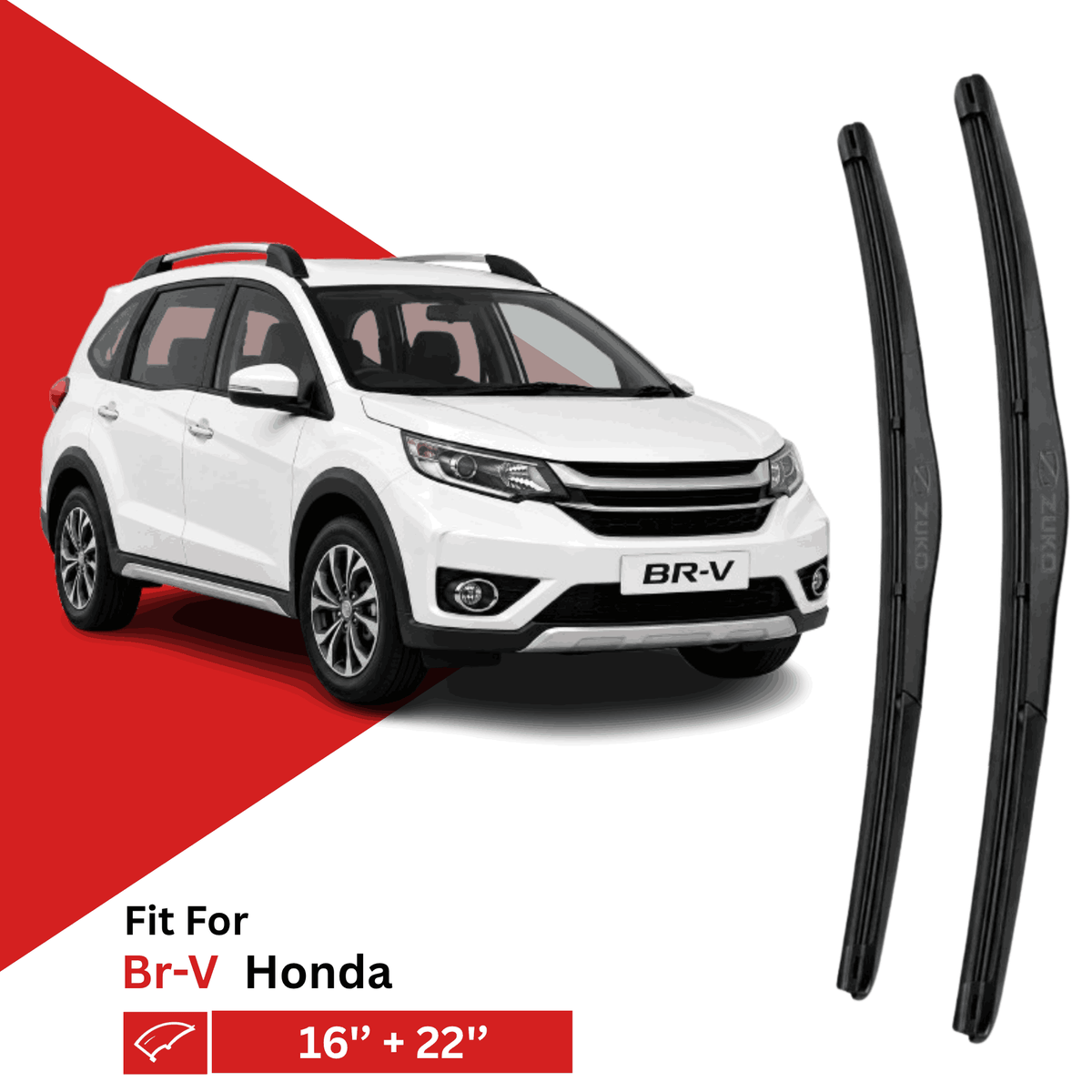 Zuko India BR-V HONDA (2016-2020) Compatible Wiper Blades | Conventional, Hybrid & Frameless