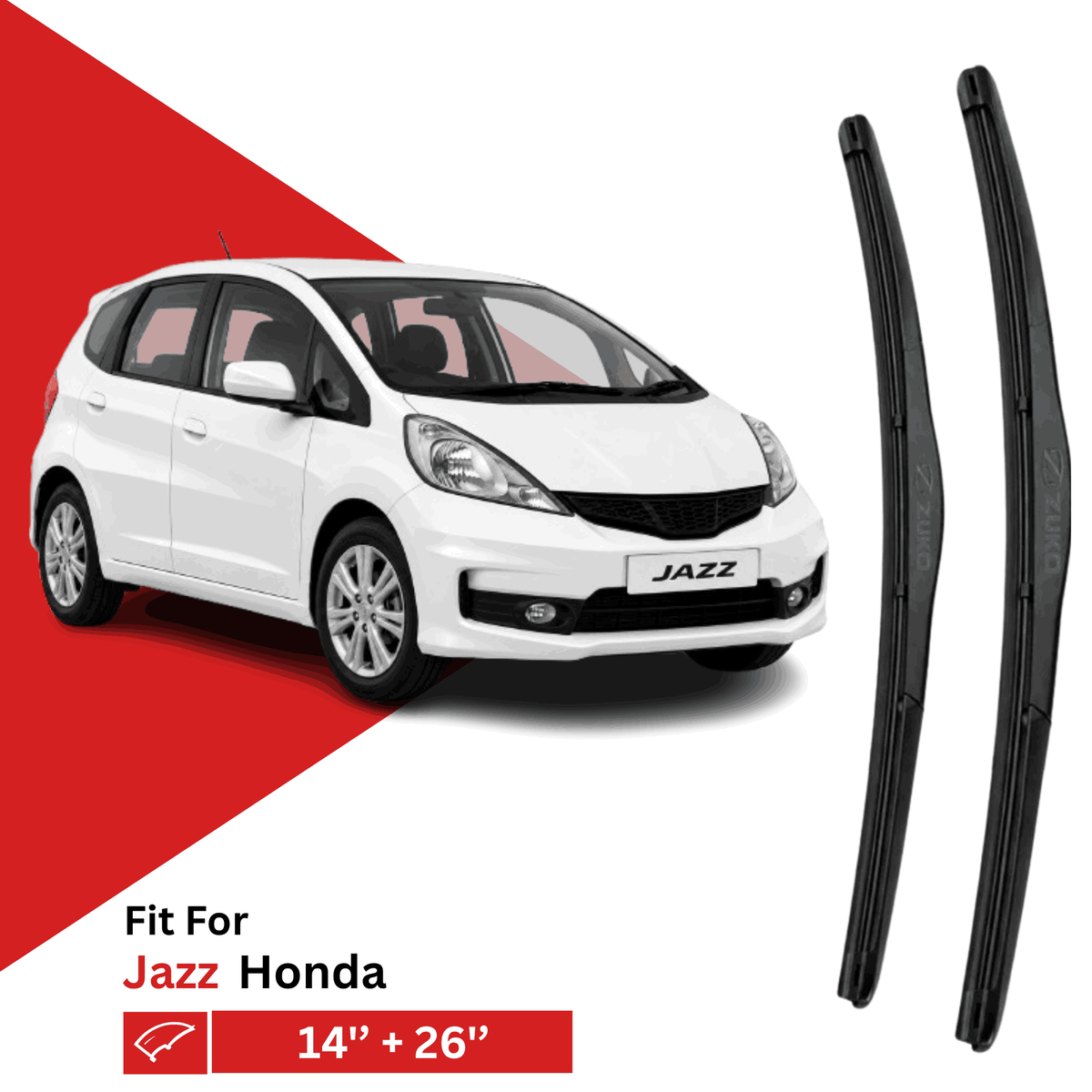Zuko India Jazz HONDA (2009-2022) Compatible Wiper Blades | Conventional, Hybrid & Frameless