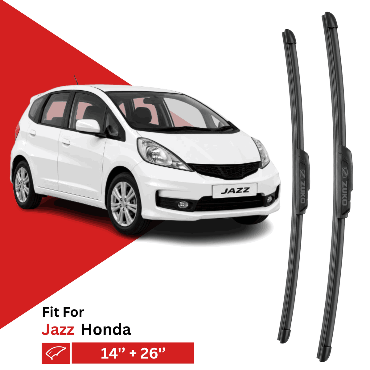 Zuko India Jazz HONDA (2009-2022) Compatible Wiper Blades | Conventional, Hybrid & Frameless