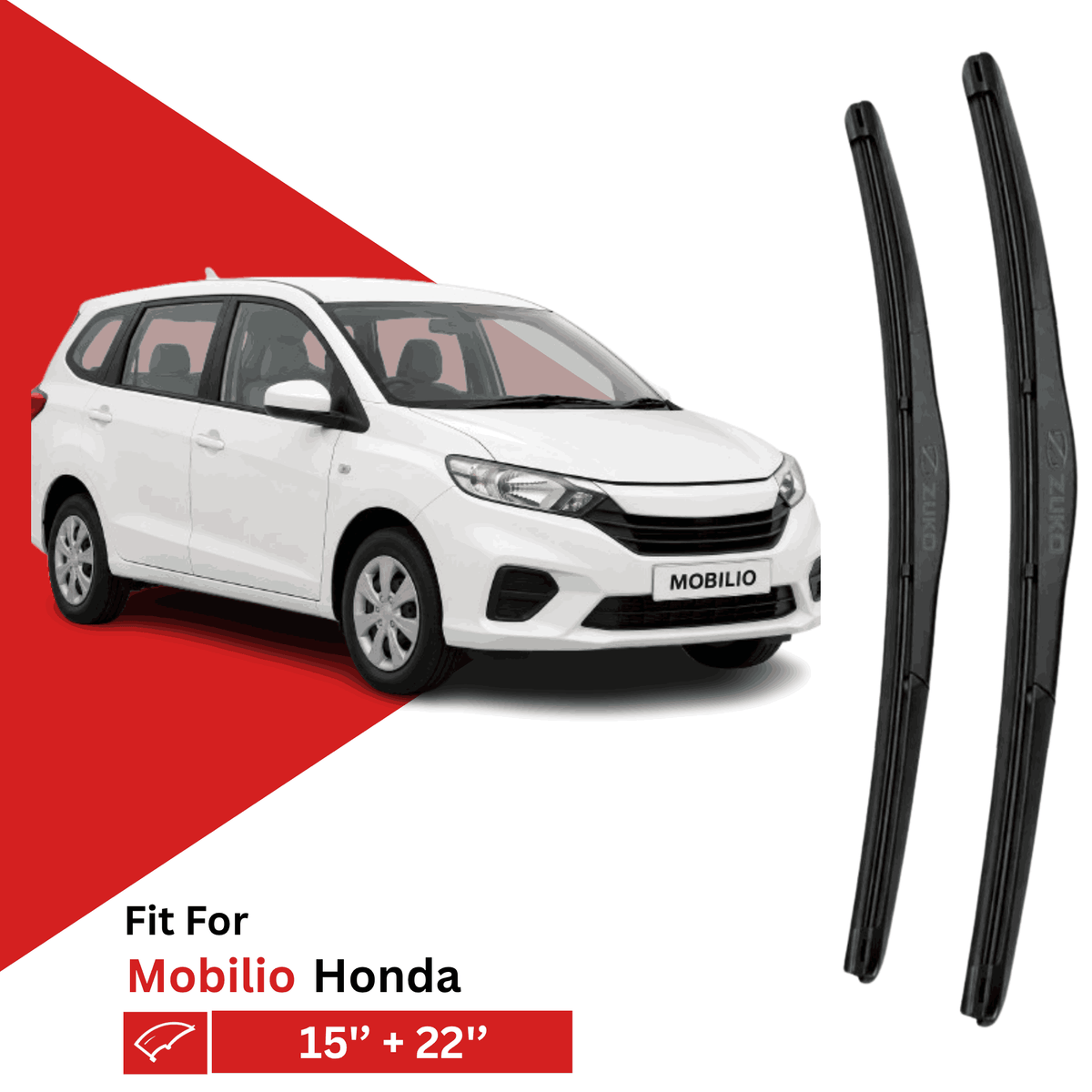 Zuko India Mobilio HONDA (2014-2024) Compatible Wiper Blades | Conventional, Hybrid & Frameless