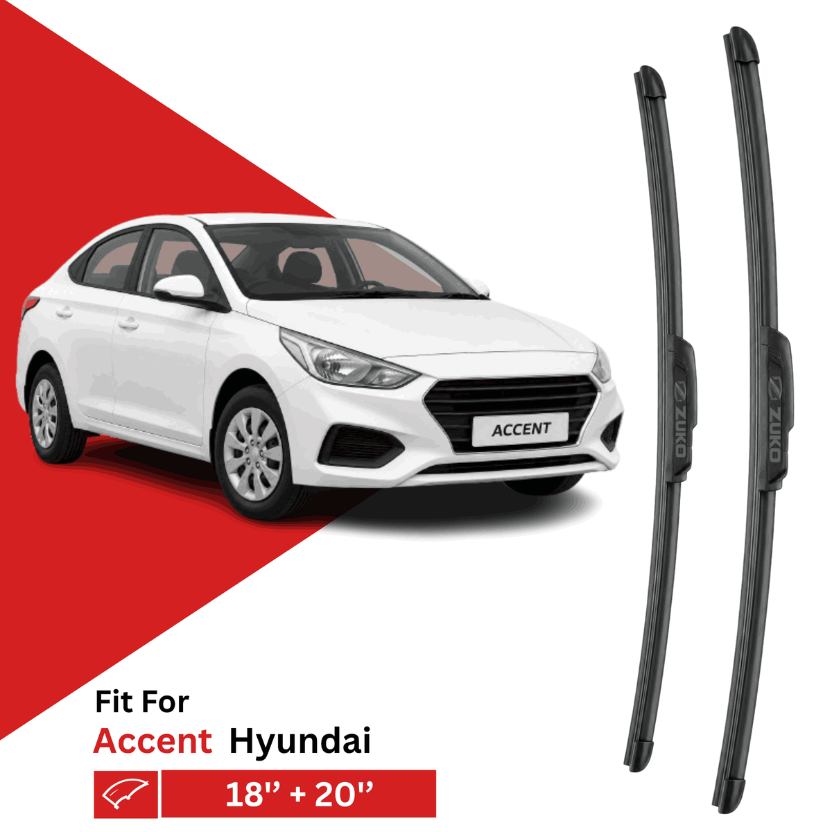 Zuko India Accent HYUNDAI (1999-2012) Compatible Wiper Blades | Conventional, Hybrid & Frameless