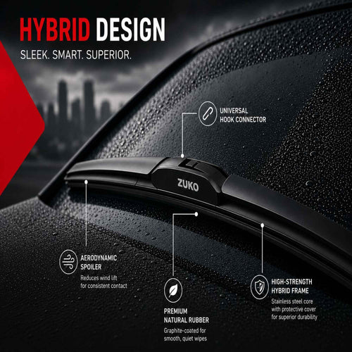 Zuko India Accent HYUNDAI (1999-2012) Compatible Wiper Blades | Conventional, Hybrid & Frameless