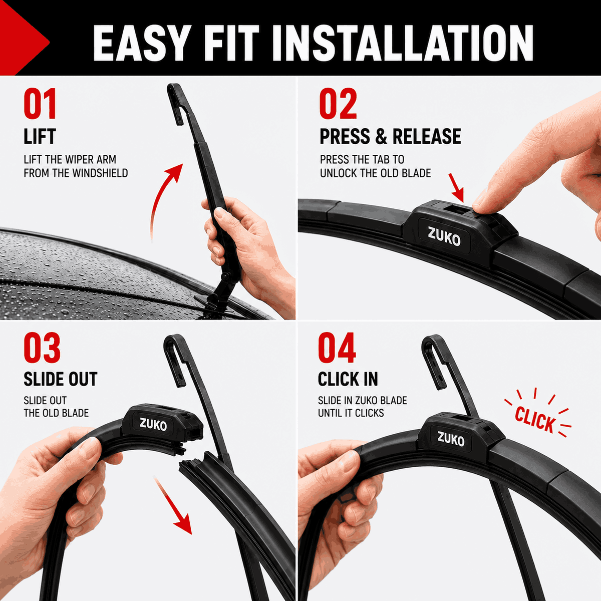 Zuko India Ciaz MARUTI SUZUKI (2014-2026) Compatible Wiper Blades | Conventional, Hybrid & Frameless