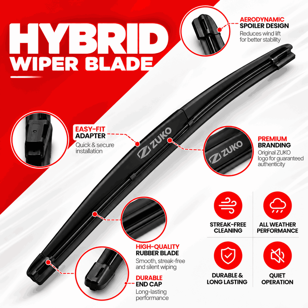 Zuko India Bolero MAHINDRA (2015-2026) Compatible Wiper Blades | Conventional, Hybrid & Frameless