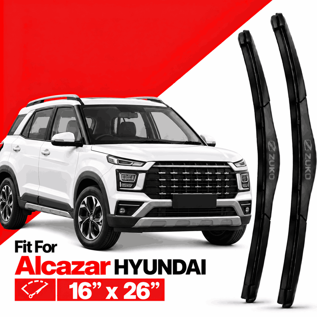 Zuko India Alcazar HYUNDAI (2015-2026) Compatible Wiper Blades | Conventional, Hybrid & Frameless