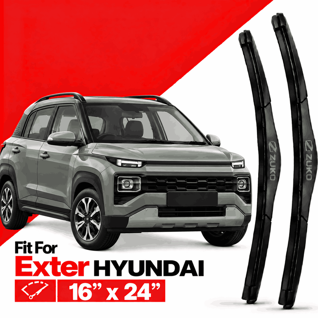 Zuko India Exter HYUNDAI (2015-2026) Compatible Wiper Blades | Conventional, Hybrid & Frameless