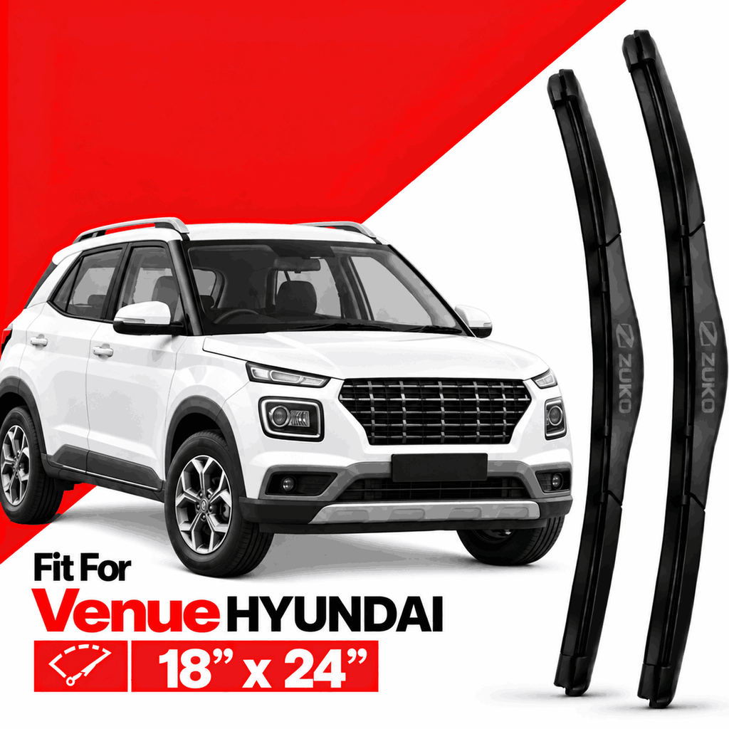 Zuko India Venue HYUNDAI (2015-2026) Compatible Wiper Blades | Conventional, Hybrid & Frameless