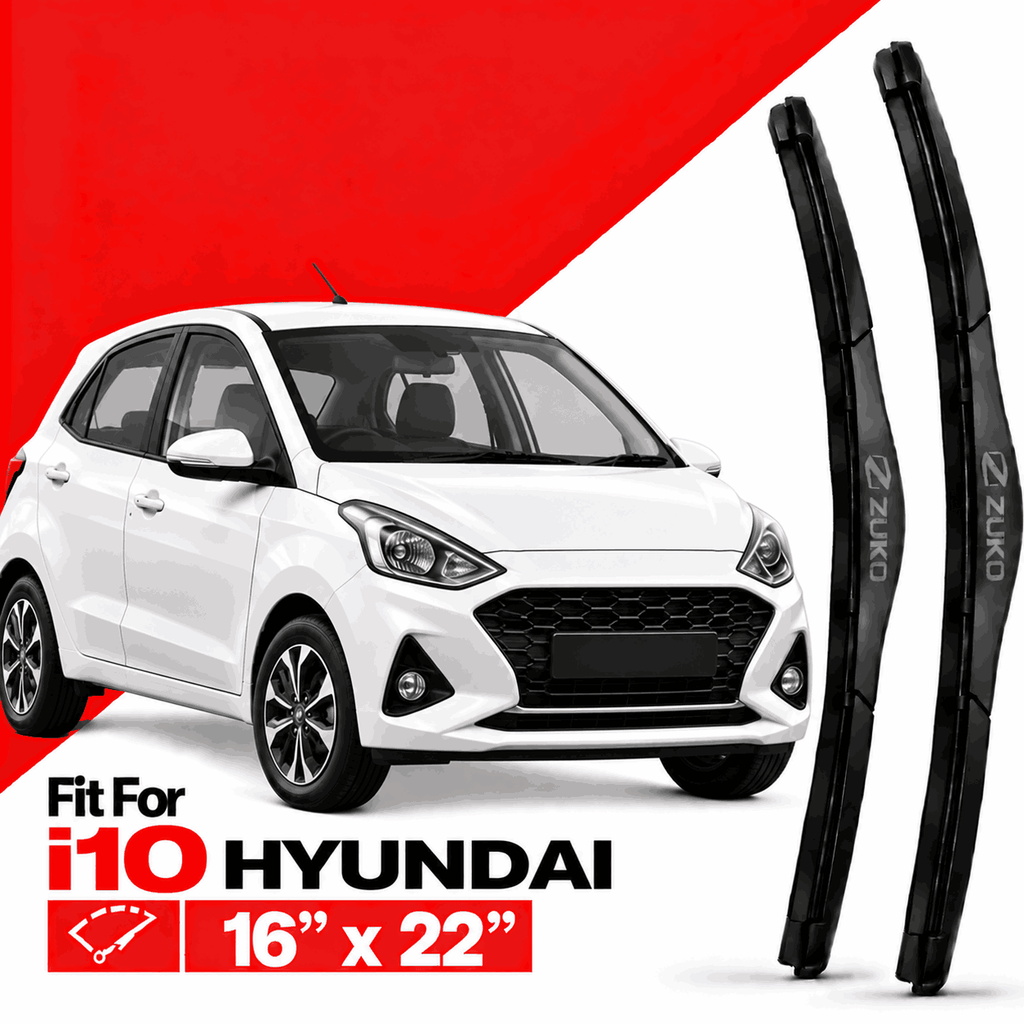 Zuko India i10 HYUNDAI (2015-2026) Compatible Wiper Blades | Conventional, Hybrid & Frameless