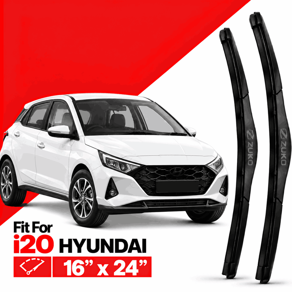 Zuko India i20 HYUNDAI (2015-2026) Compatible Wiper Blades | Conventional, Hybrid & Frameless