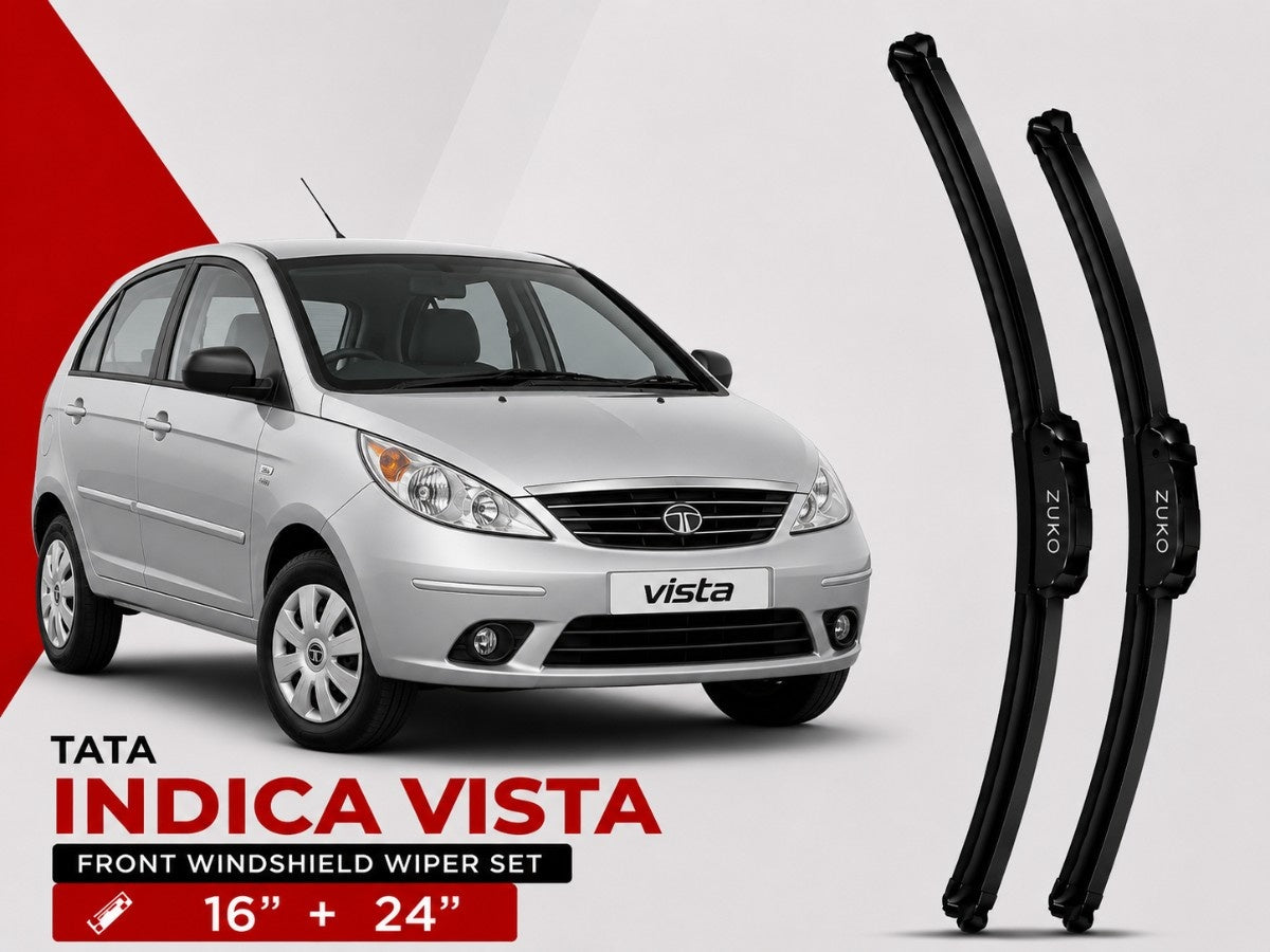 Zuko India Indica Vista TATA (2008-2014) Compatible Wiper Blades | Conventional, Hybrid & Frameless
