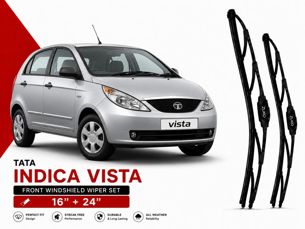 Zuko India Indica Vista TATA (2008-2014) Compatible Wiper Blades | Conventional, Hybrid & Frameless