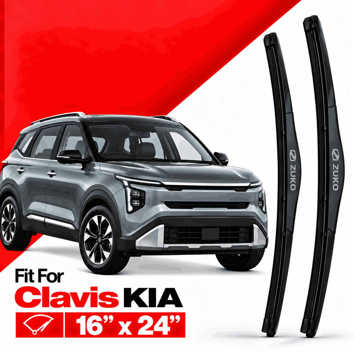 Zuko India Clavis KIA (2015-2026) Compatible Wiper Blades | Conventional, Hybrid & Frameless