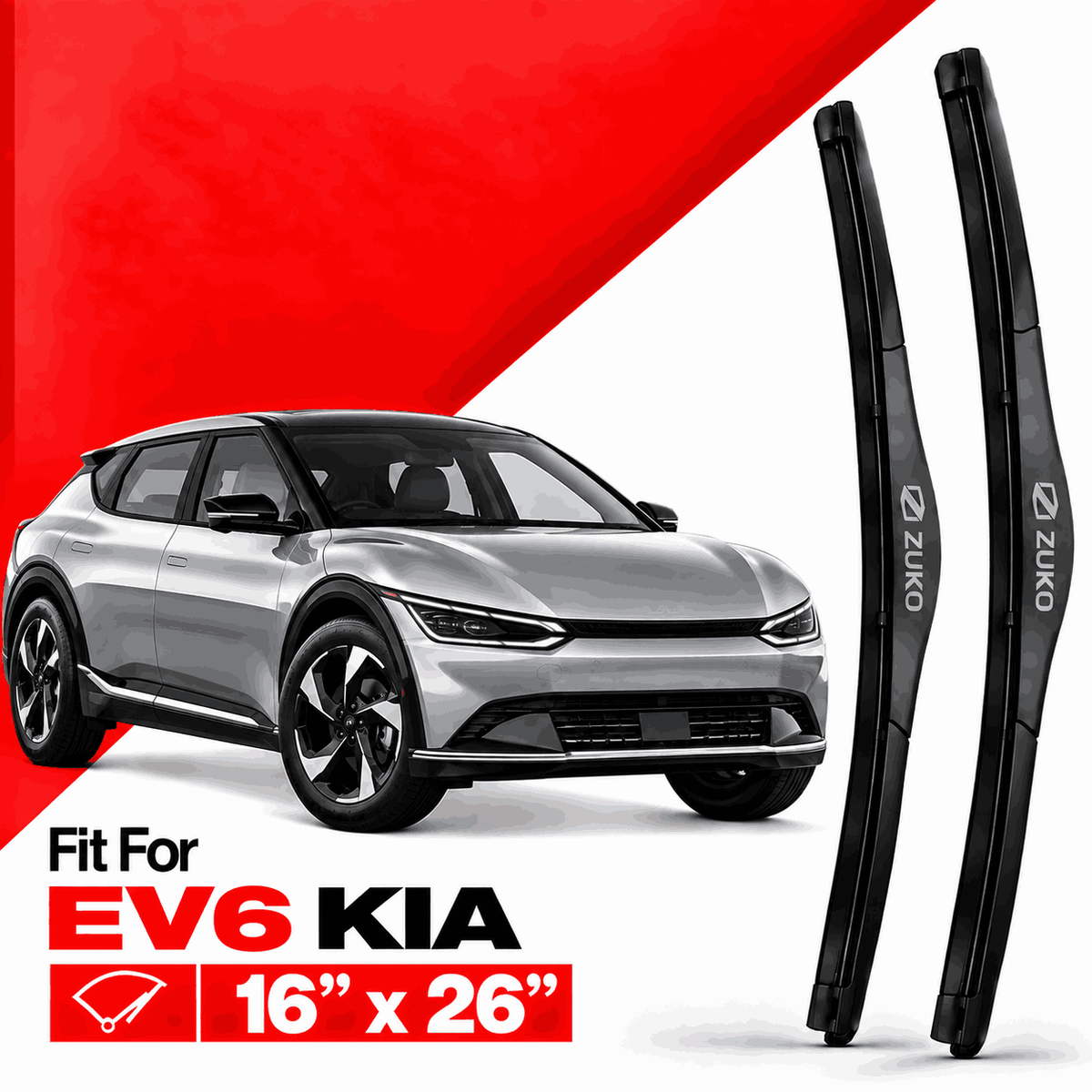 Zuko India EV6 KIA (2015-2026) Compatible Wiper Blades | Conventional, Hybrid & Frameless