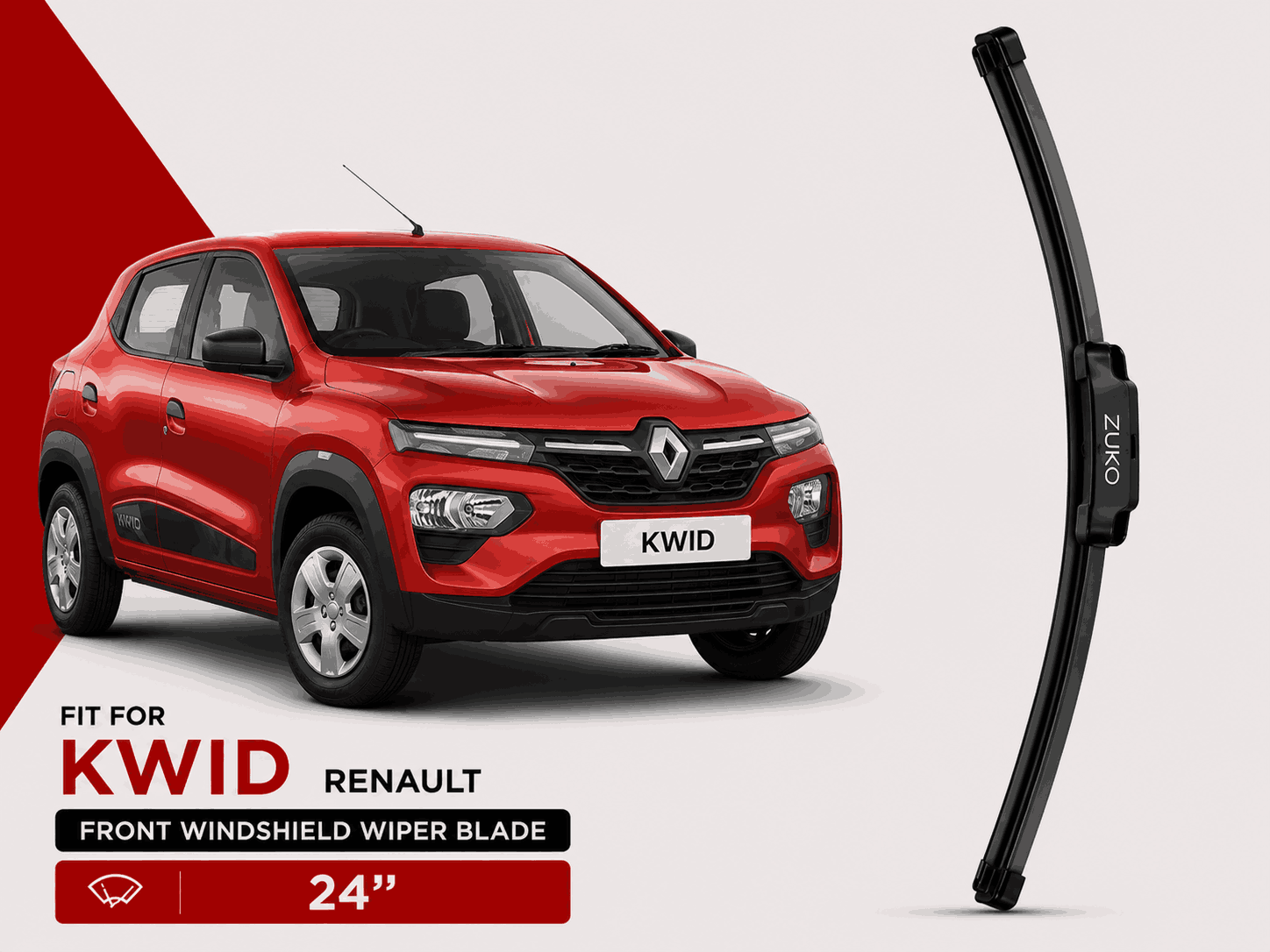 Zuko India Kwid RENAULT (2015-2026) Compatible Wiper Blades | Conventional, Hybrid & Frameless