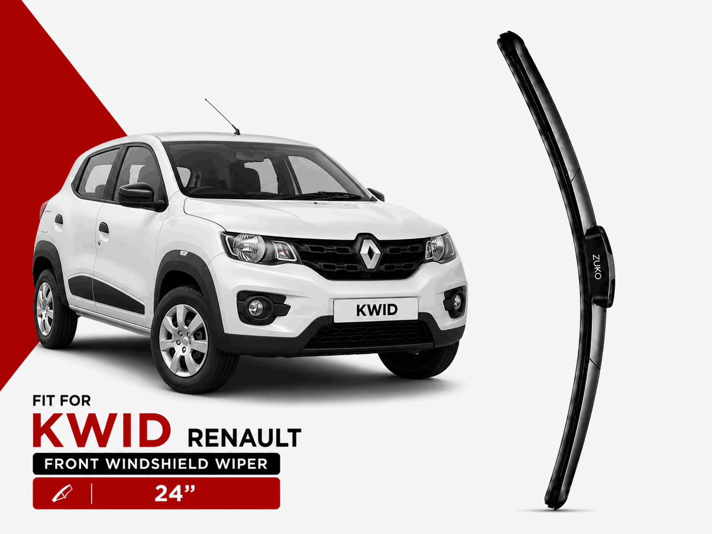 Zuko India Kwid RENAULT (2015-2026) Compatible Wiper Blades | Conventional, Hybrid & Frameless