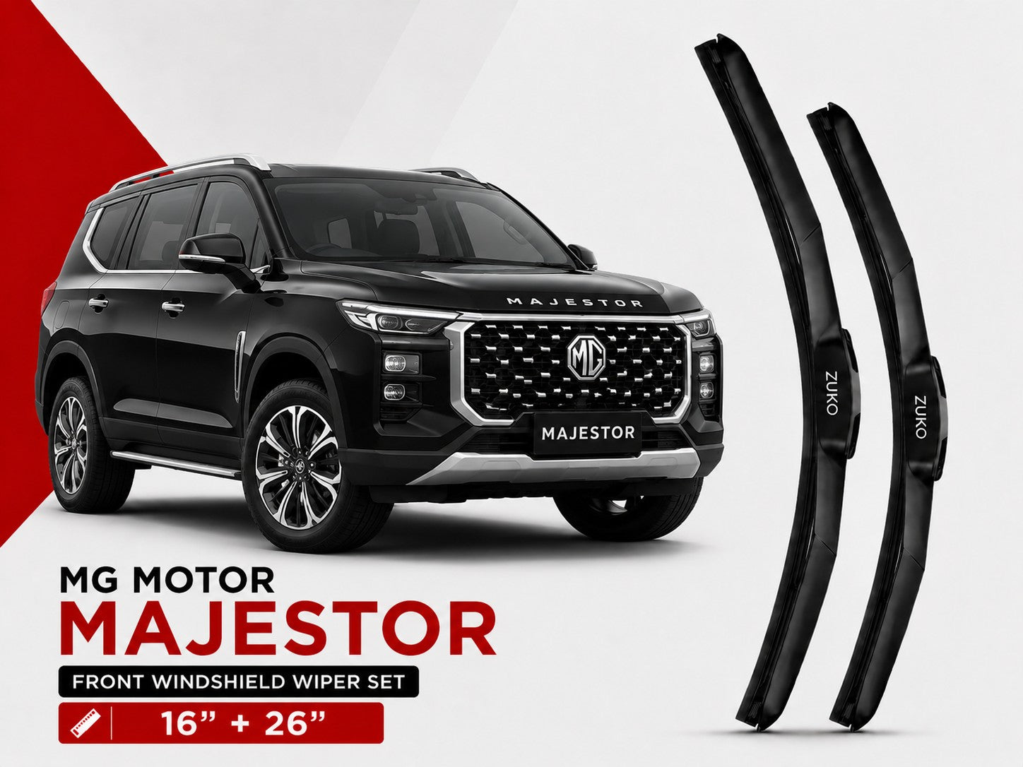 Zuko India Majestor MG MOTOR (2015-2026) Compatible Wiper Blades | Conventional, Hybrid & Frameless