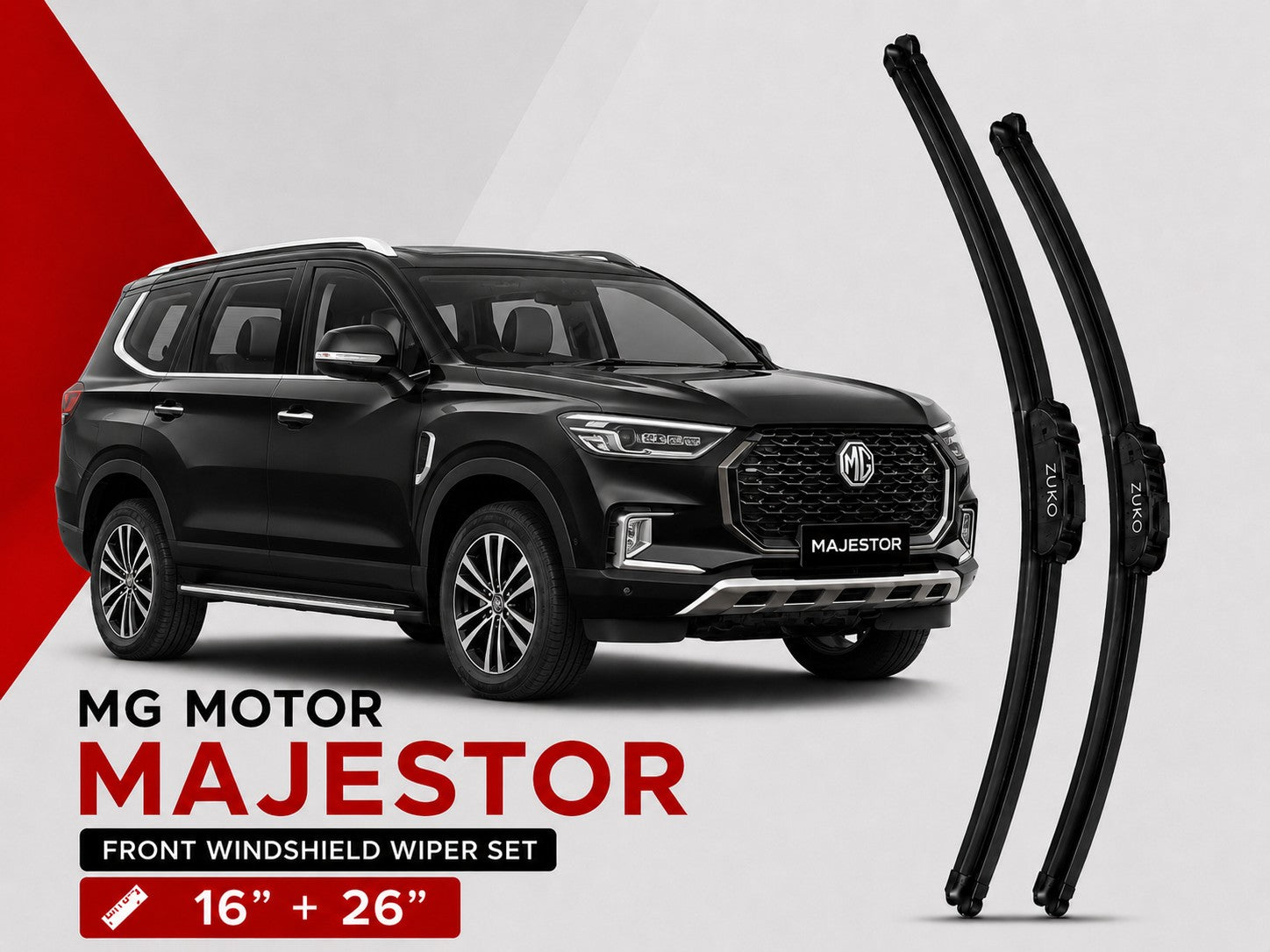 Zuko India Majestor MG MOTOR (2015-2026) Compatible Wiper Blades | Conventional, Hybrid & Frameless