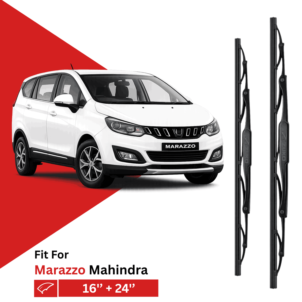 Zuko India Marazzo MAHINDRA (2018-2026) Compatible Wiper Blades | Conventional, Hybrid & Frameless
