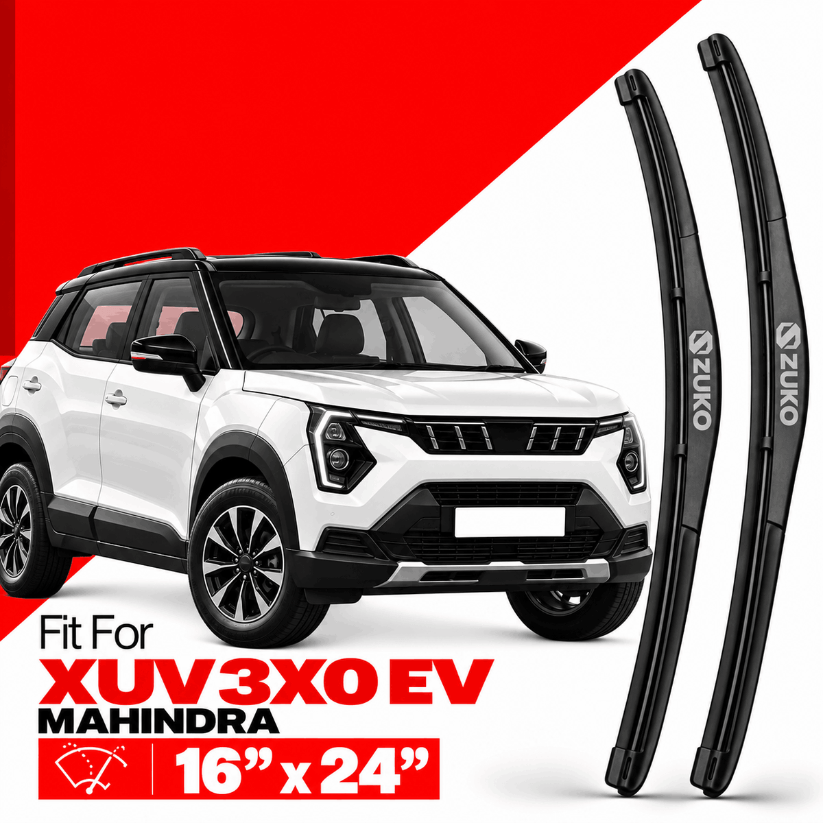 Zuko India XUV3XO MAHINDRA (2015-2026) Compatible Wiper Blades | Conventional, Hybrid & Frameless