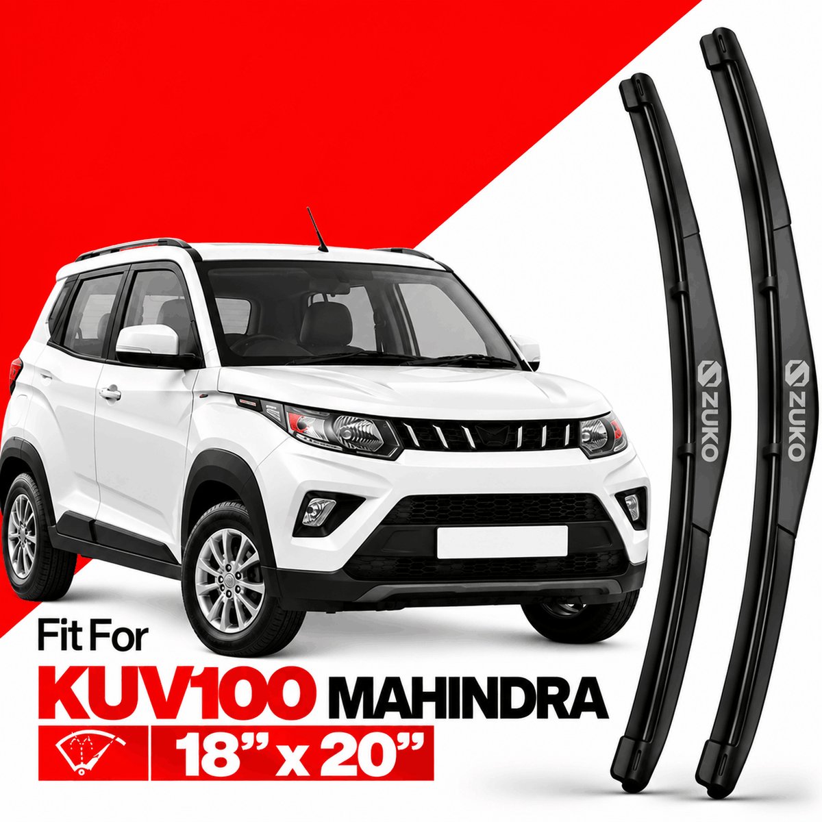 Zuko India KUV100 MAHINDRA (2016-2023) Compatible Wiper Blades | Conventional, Hybrid & Frameless