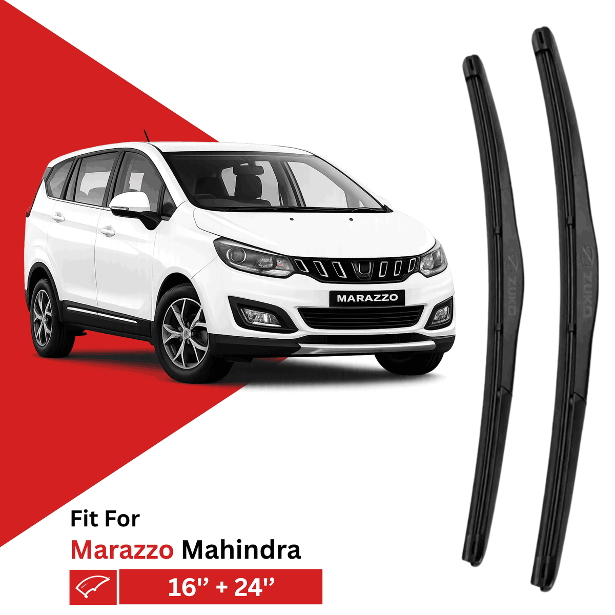 Zuko India Marazzo MAHINDRA (2018-2026) Compatible Wiper Blades | Conventional, Hybrid & Frameless