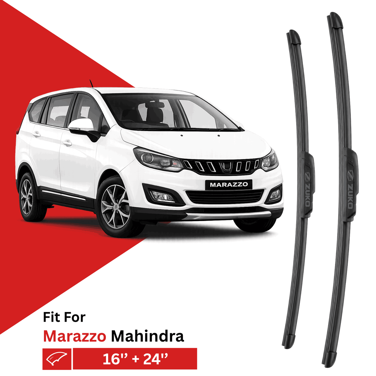 Zuko India Marazzo MAHINDRA (2018-2026) Compatible Wiper Blades | Conventional, Hybrid & Frameless