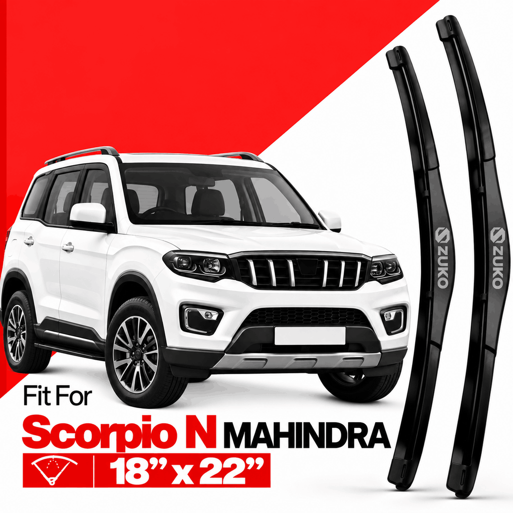 Zuko India Scorpio N MAHINDRA Compatible Wiper Blades | Frameless (Pinch-Tap)