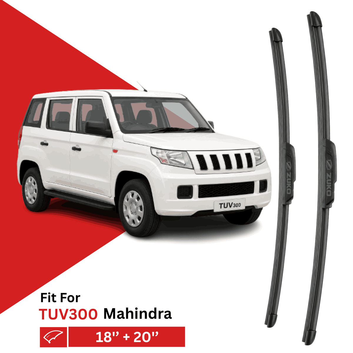 Zuko India TUV300 MAHINDRA (2015-2020) Compatible Wiper Blades | Conventional, Hybrid & Frameless