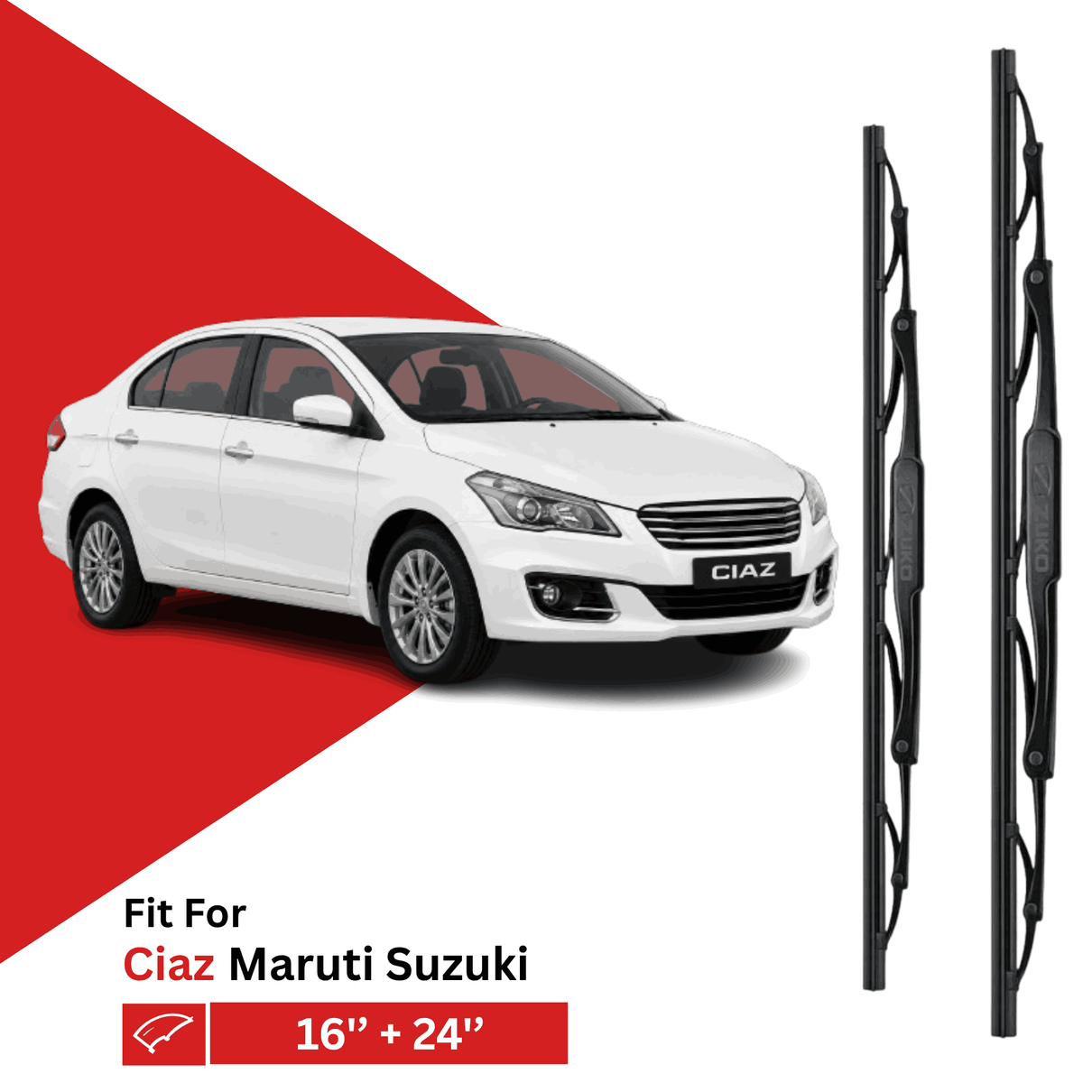 Zuko India Ciaz MARUTI SUZUKI (2014-2026) Compatible Wiper Blades | Conventional, Hybrid & Frameless