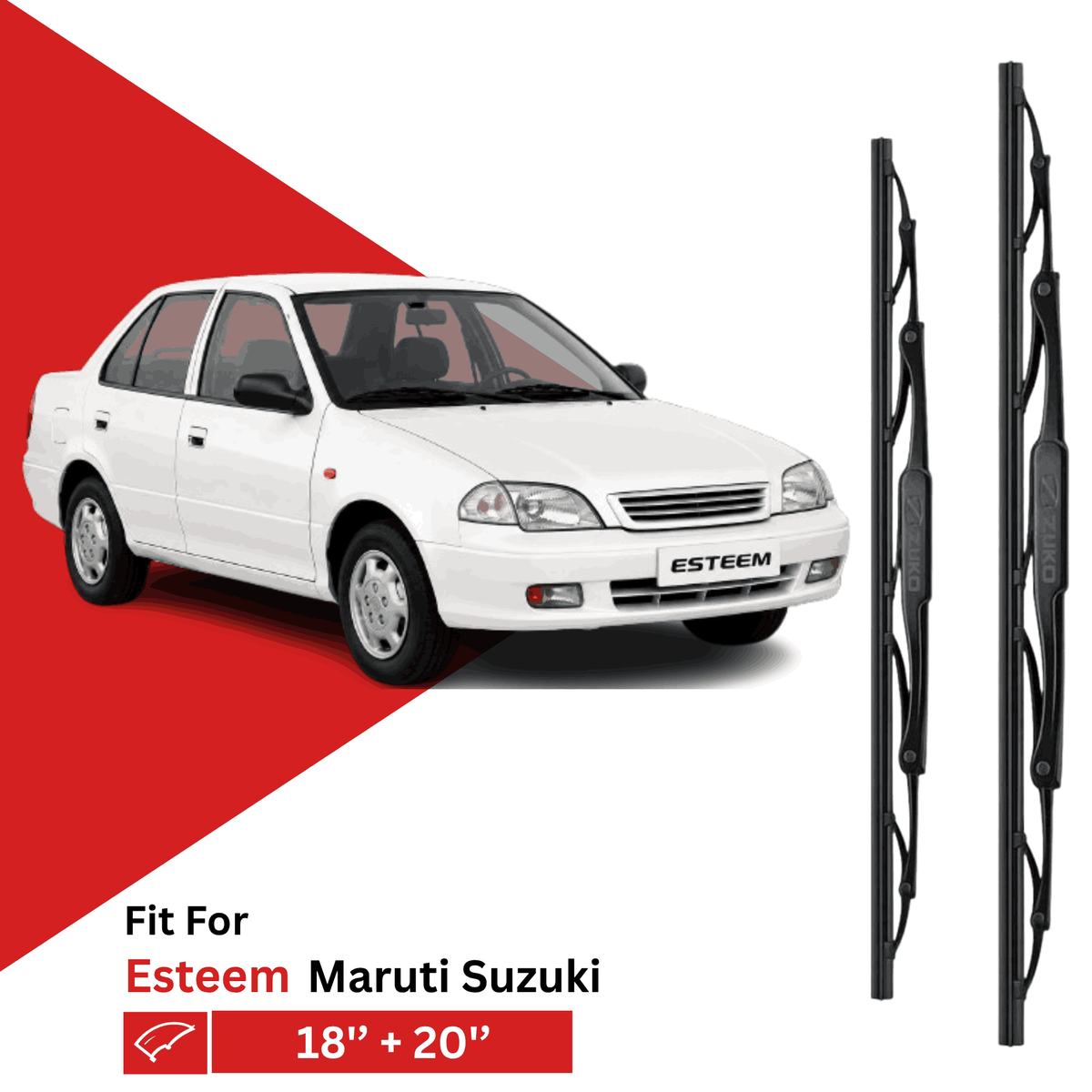 Zuko India Esteem MARUTI SUZUKI (1994-2008) Compatible Wiper Blades | Conventional, Hybrid & Frameless