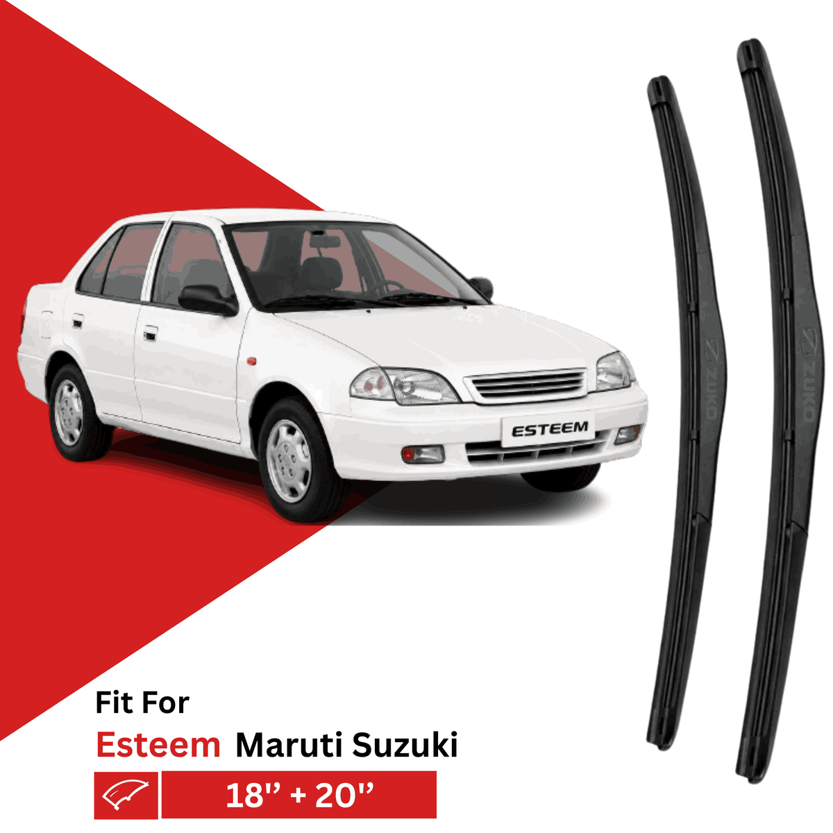 Zuko India Esteem MARUTI SUZUKI (1994-2008) Compatible Wiper Blades | Conventional, Hybrid & Frameless