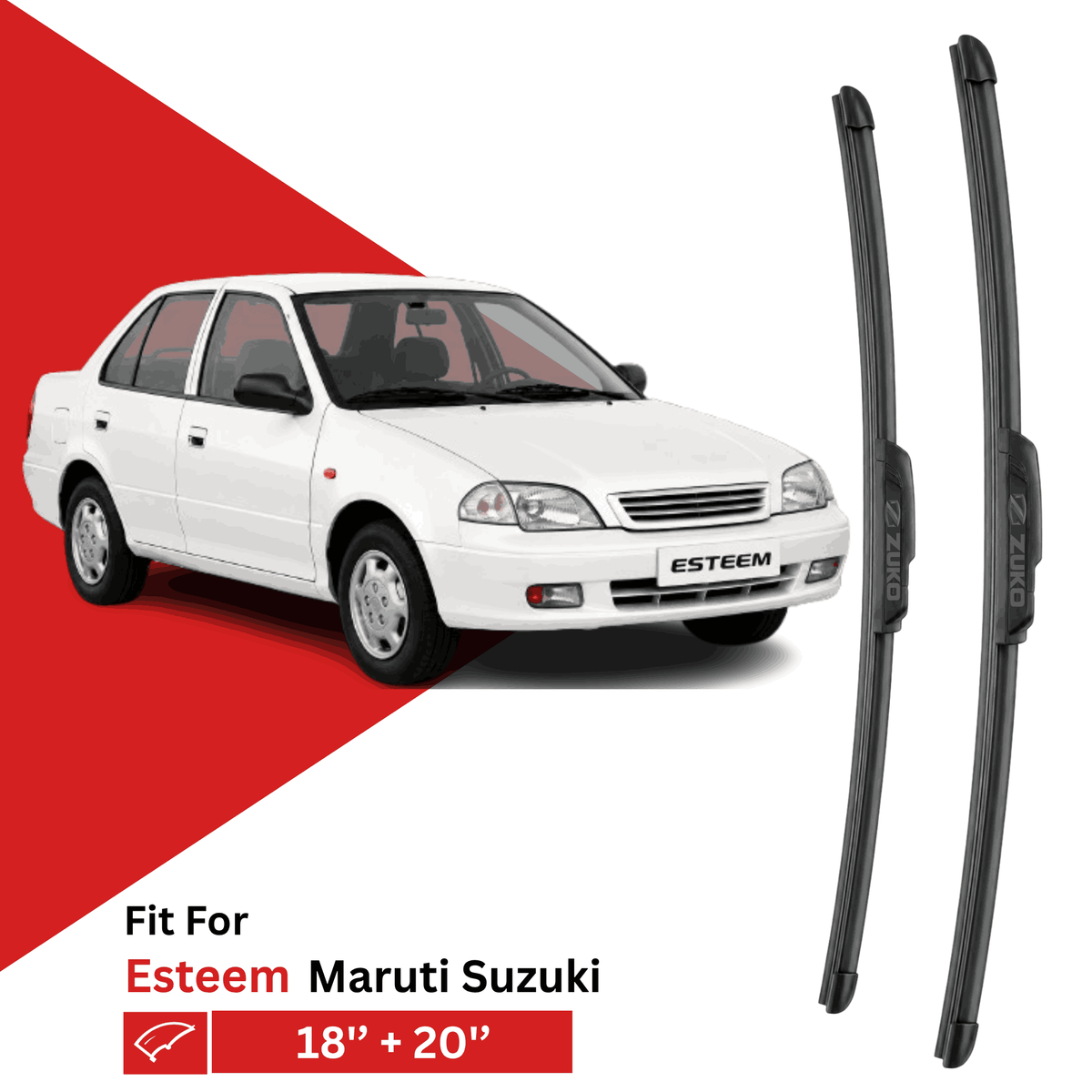Zuko India Esteem MARUTI SUZUKI (1994-2008) Compatible Wiper Blades | Conventional, Hybrid & Frameless