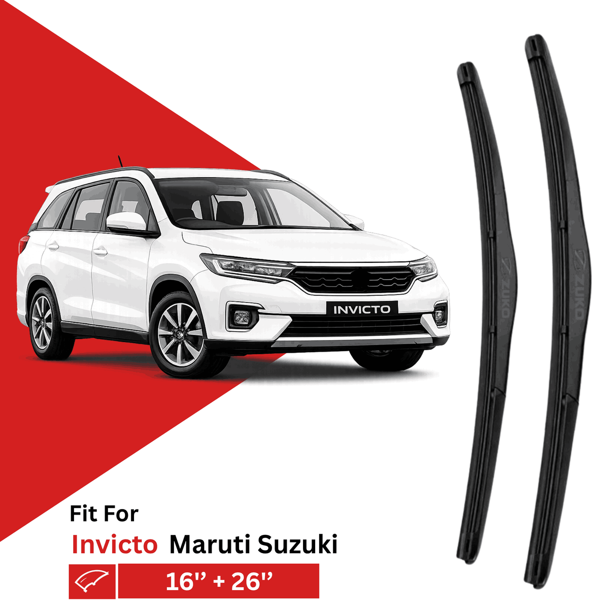 Zuko India Invicto MARUTI SUZUKI (2023-2026) Compatible Wiper Blades | Conventional, Hybrid & Frameless