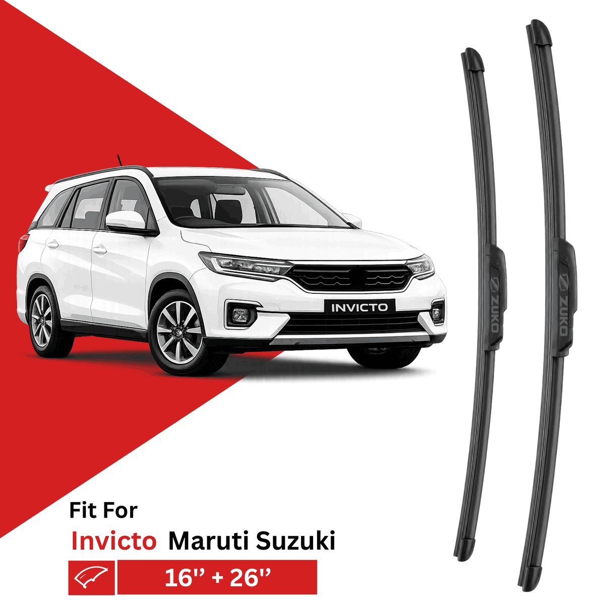 Zuko India Invicto MARUTI SUZUKI (2023-2026) Compatible Wiper Blades | Conventional, Hybrid & Frameless