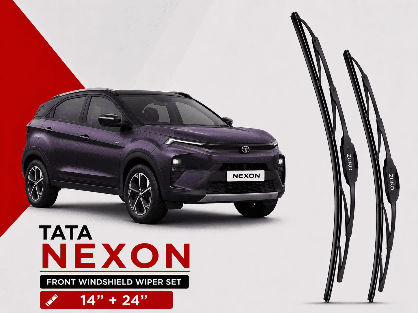 Zuko India Nexon TATA (2015-2026) Compatible Wiper Blades | Conventional, Hybrid & Frameless