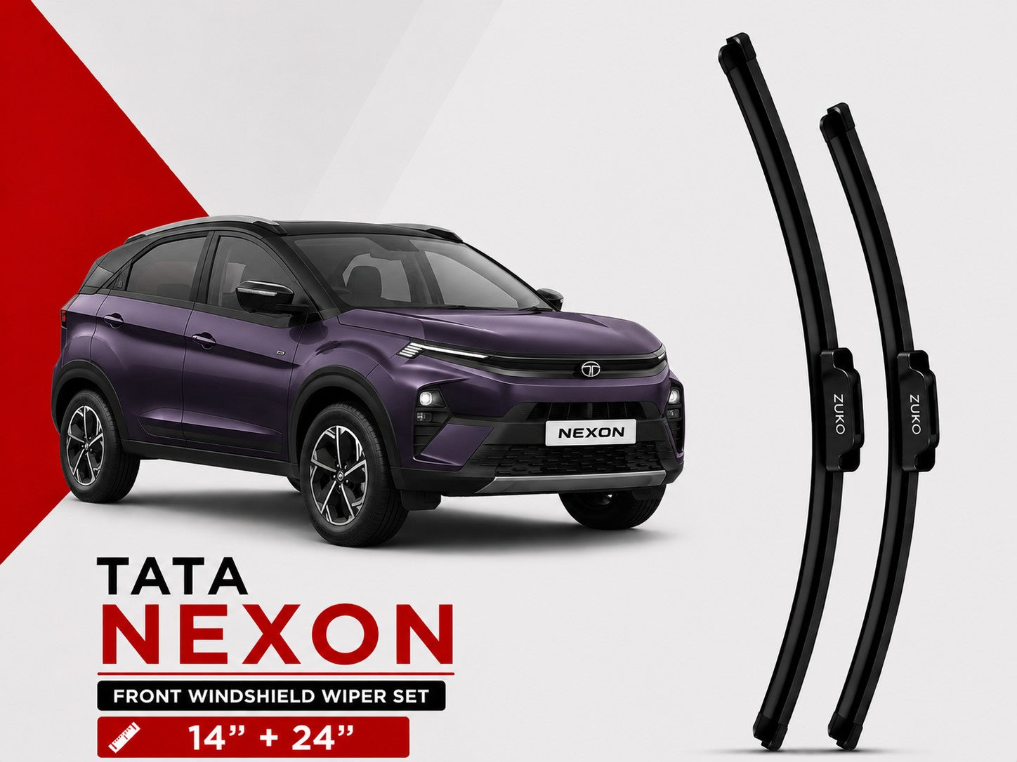 Zuko India Nexon TATA (2015-2026) Compatible Wiper Blades | Conventional, Hybrid & Frameless