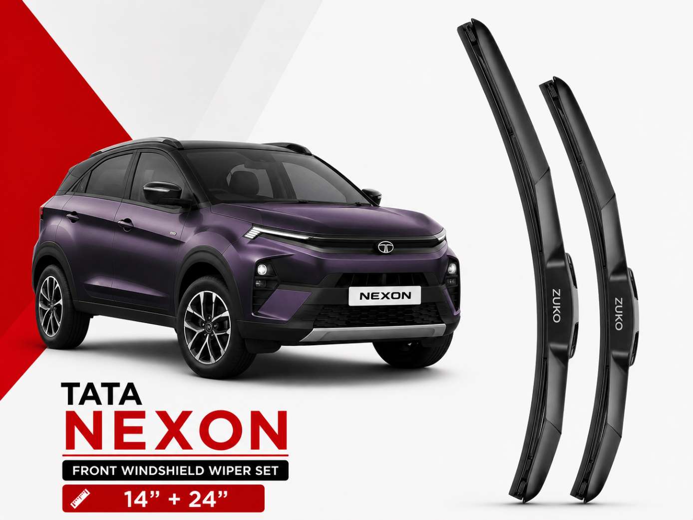 Zuko India Nexon TATA (2015-2026) Compatible Wiper Blades | Conventional, Hybrid & Frameless