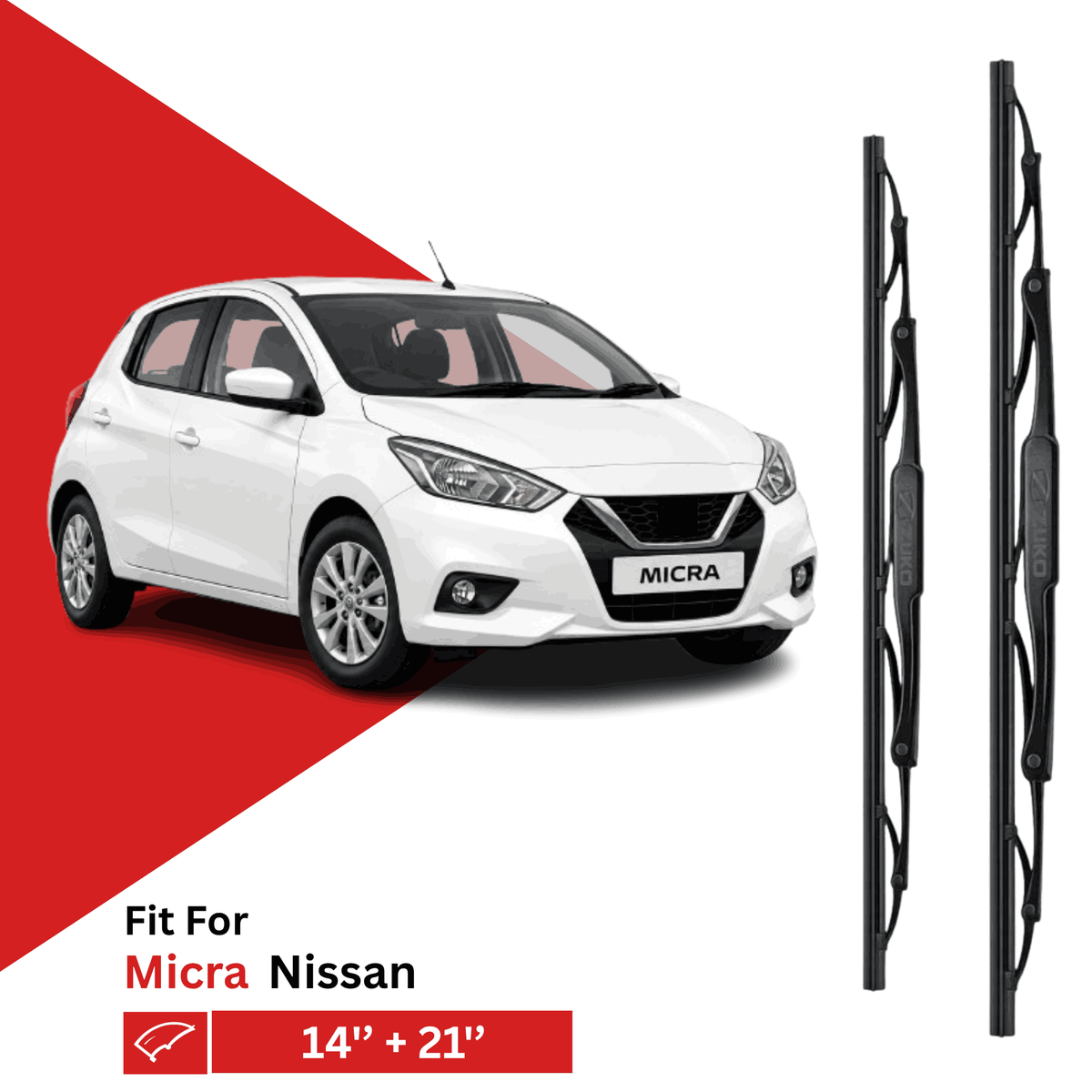 Zuko India Micra NISSAN (2010-2019) Compatible Wiper Blades | Conventional, Hybrid & Frameless