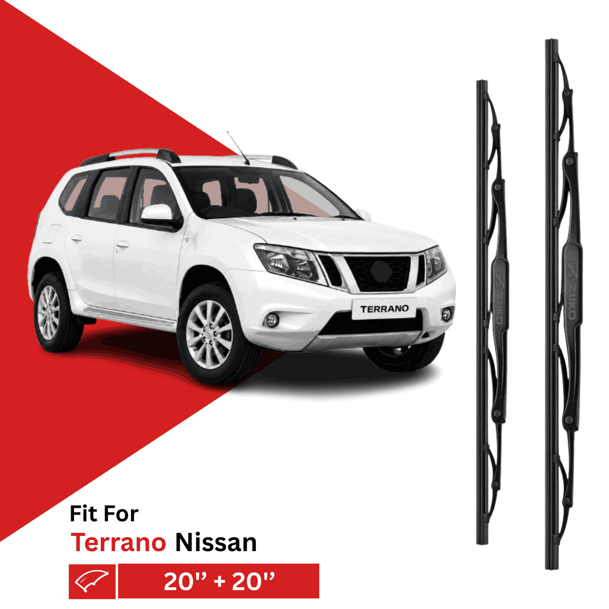 Zuko India Terrano NISSAN (2013-2020) Compatible Wiper Blades | Conventional, Hybrid & Frameless