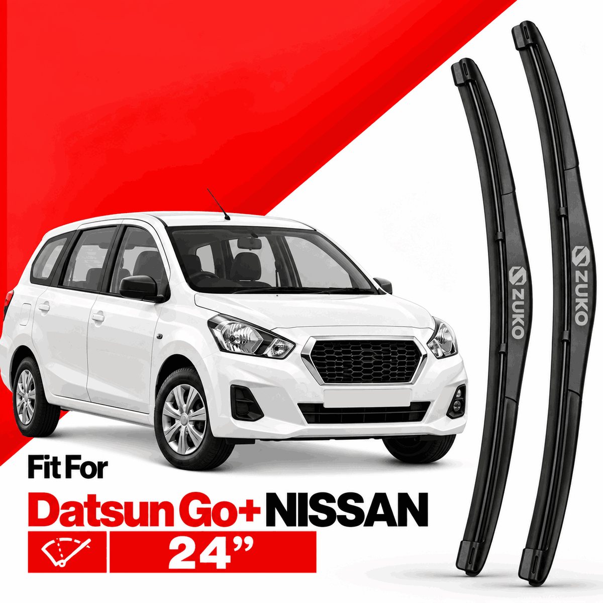 Zuko India Datsun Go+ NISSAN (2015-2022) Compatible Wiper Blades | Conventional, Hybrid & Frameless
