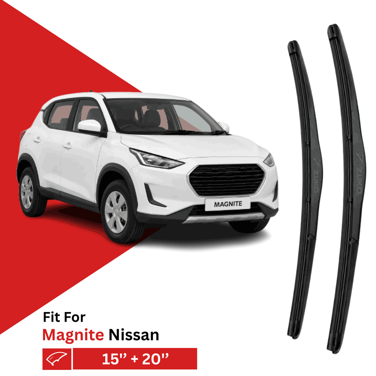 Zuko India Magnite NISSAN (2020-2026) Compatible Wiper Blades | Conventional, Hybrid & Frameless