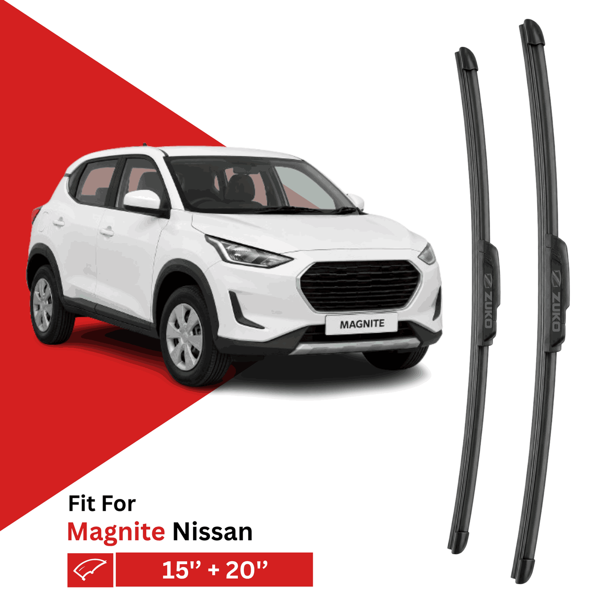 Zuko India Magnite NISSAN (2020-2026) Compatible Wiper Blades | Conventional, Hybrid & Frameless