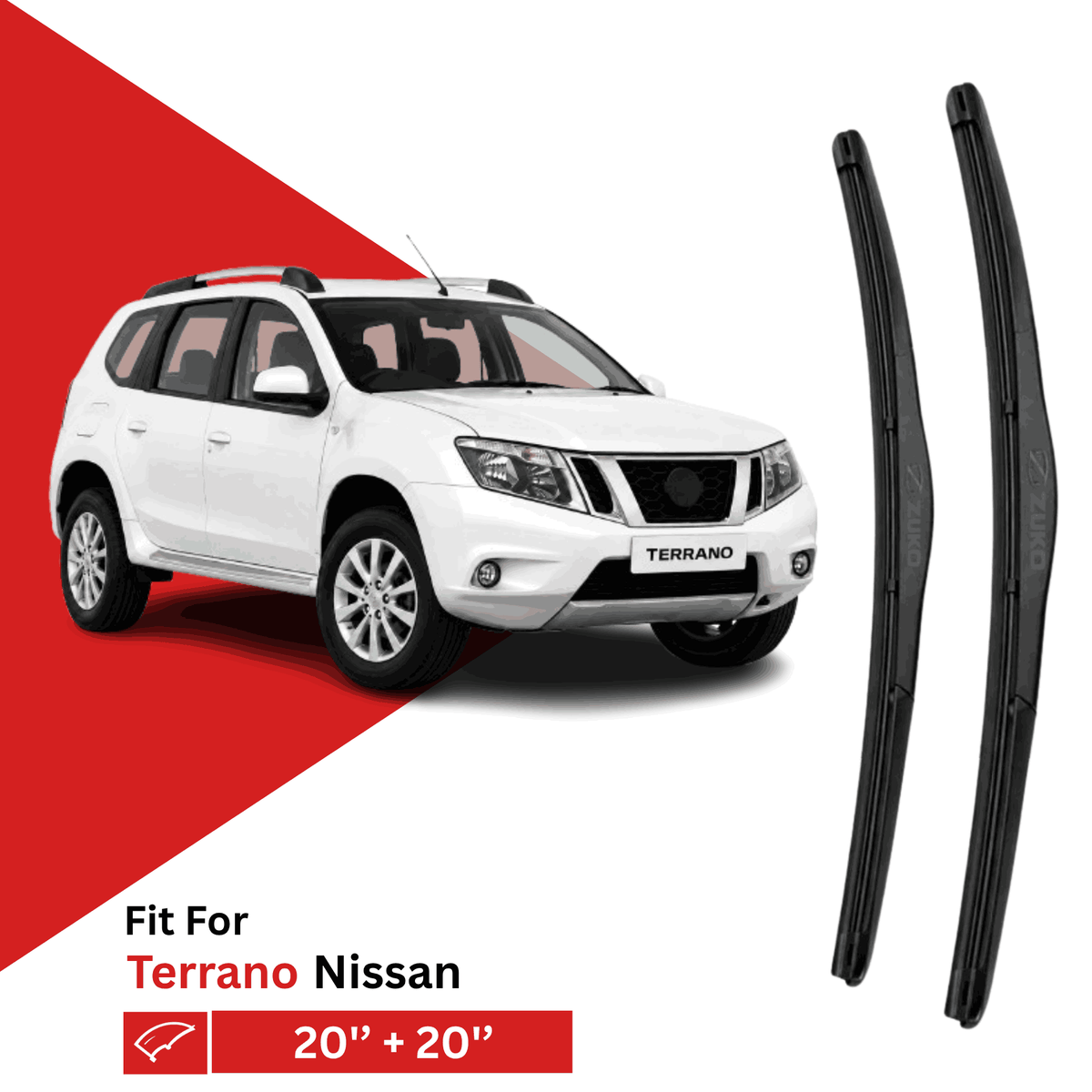 Zuko India Terrano NISSAN (2013-2020) Compatible Wiper Blades | Conventional, Hybrid & Frameless