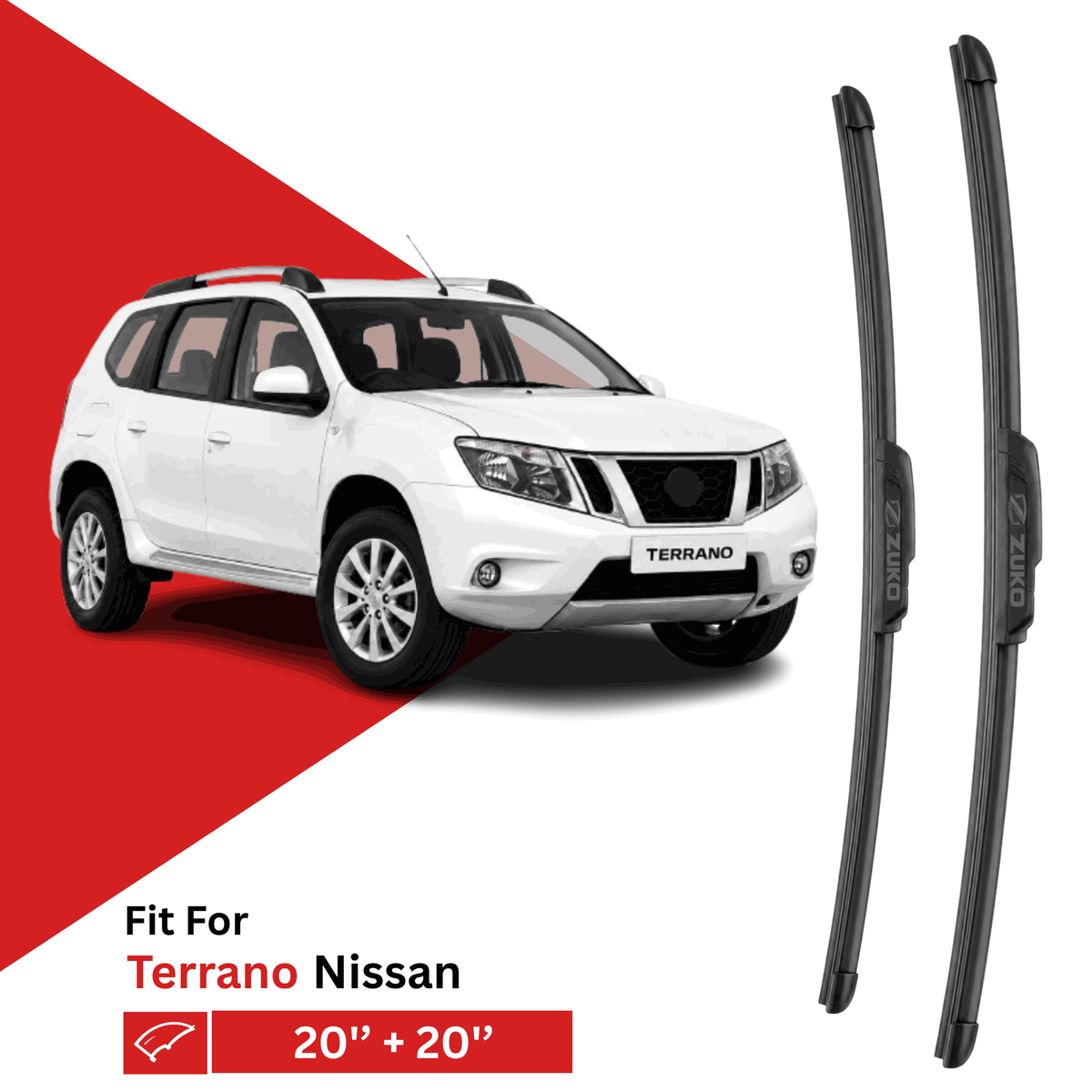Zuko India Terrano NISSAN (2013-2020) Compatible Wiper Blades | Conventional, Hybrid & Frameless