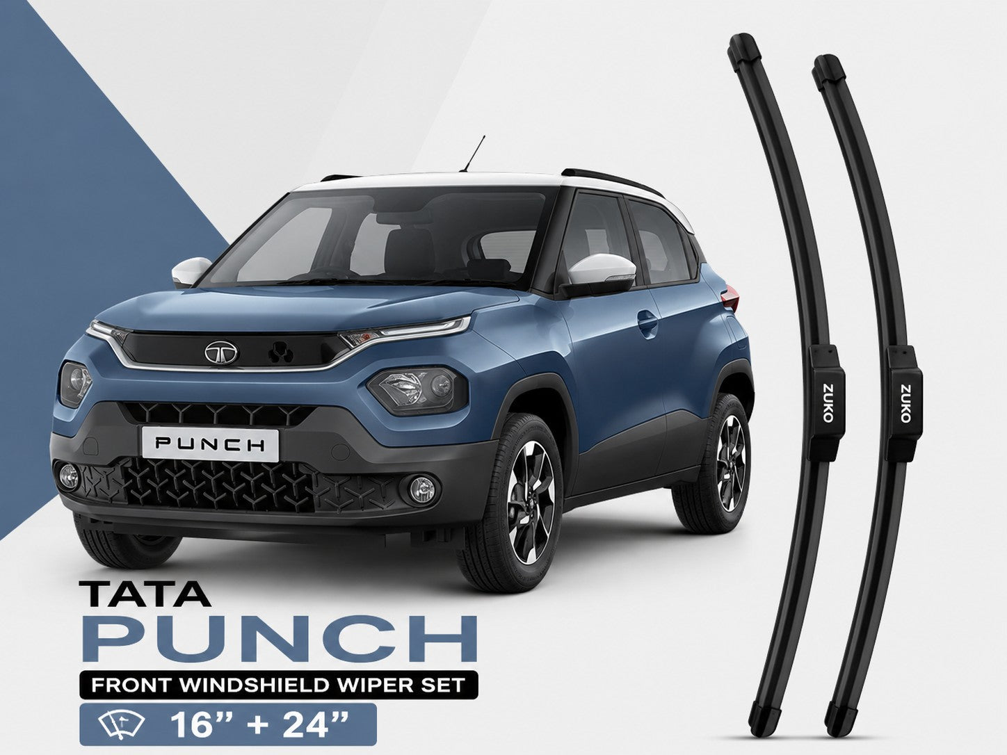 Zuko India Punch TATA (2015-2026) Compatible Wiper Blades | Conventional, Hybrid & Frameless