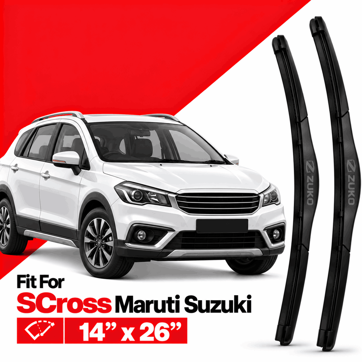 Zuko India SCross MARUTI SUZUKI (2015-2026) Compatible Wiper Blades | Conventional, Hybrid & Frameless